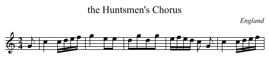 the Huntsmen's Chorus - staff notation