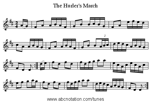 The Hurler's March - staff notation