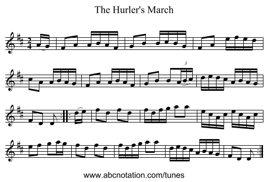 The Hurler's March - staff notation