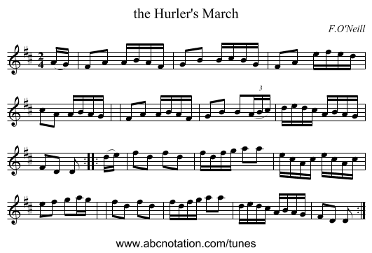 the Hurler's March - staff notation