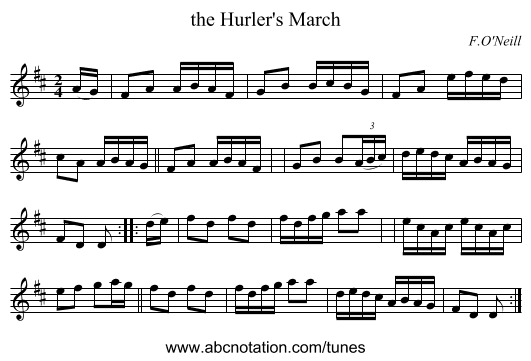 the Hurler's March - staff notation