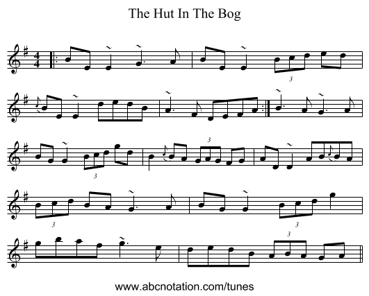 The Hut In The Bog - staff notation