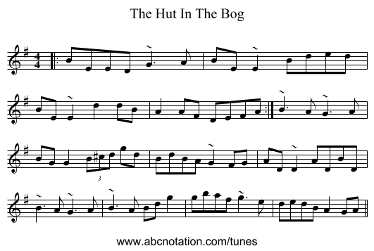 The Hut In The Bog - staff notation
