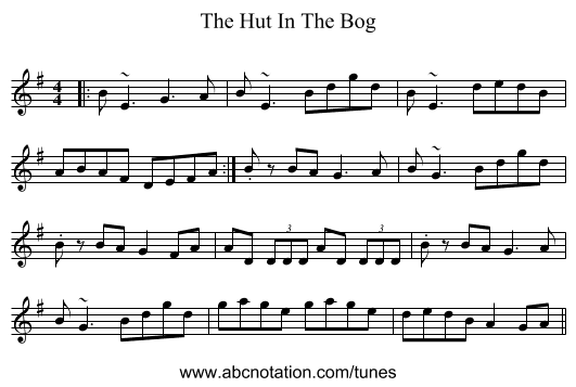 The Hut In The Bog - staff notation