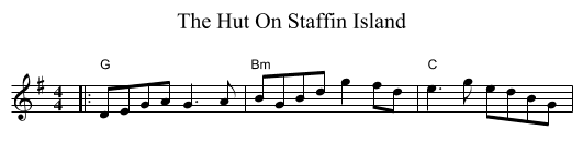 The Hut On Staffin Island - staff notation