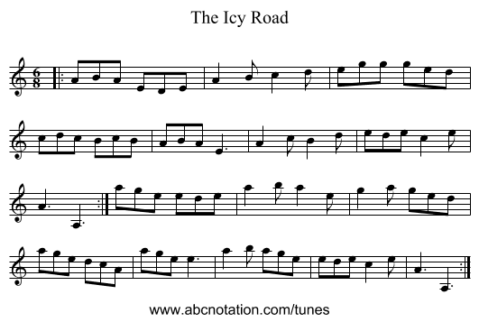 The Icy Road - staff notation