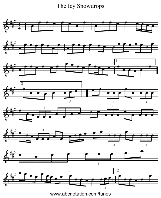 The Icy Snowdrops - staff notation