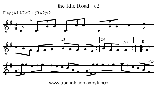 the Idle Road #2 - staff notation