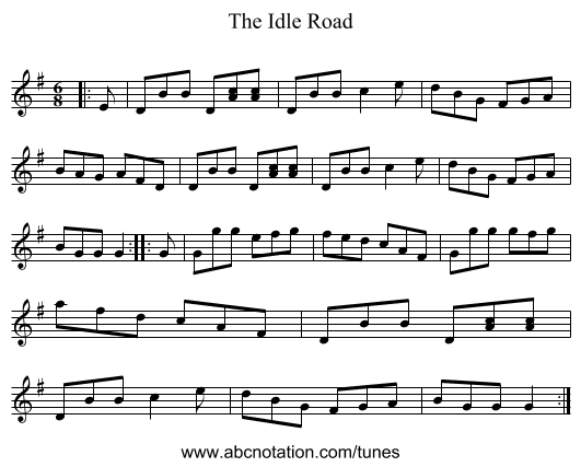The Idle Road - staff notation
