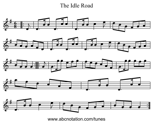 The Idle Road - staff notation
