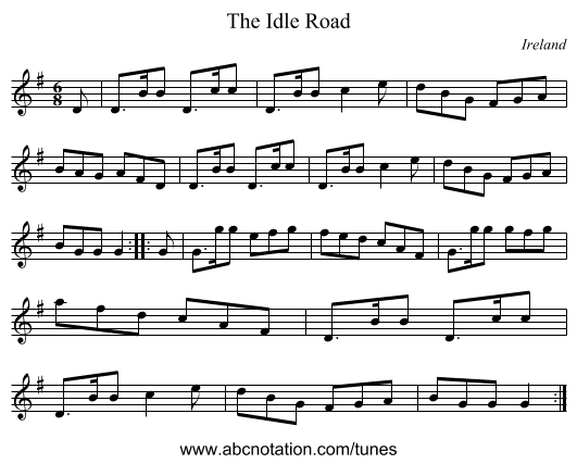 The Idle Road - staff notation