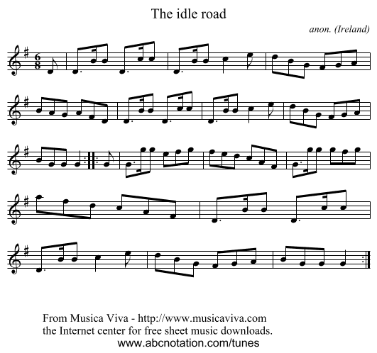 The idle road - staff notation