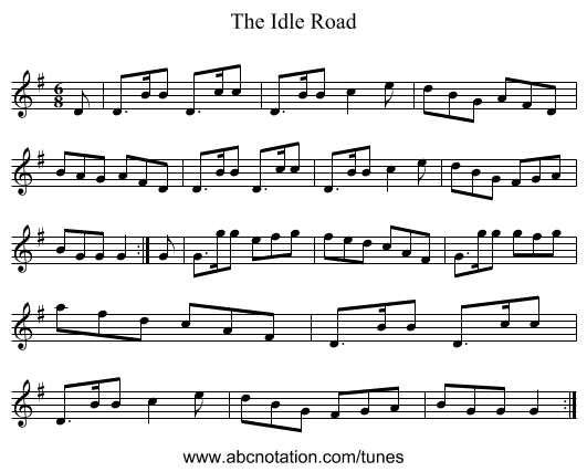 The Idle Road - staff notation