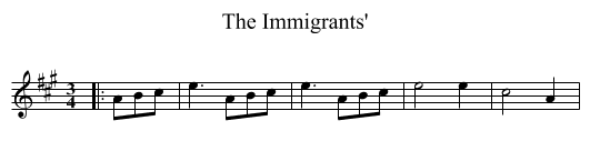 The Immigrants' - staff notation