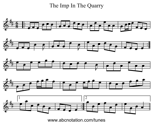 The Imp In The Quarry - staff notation