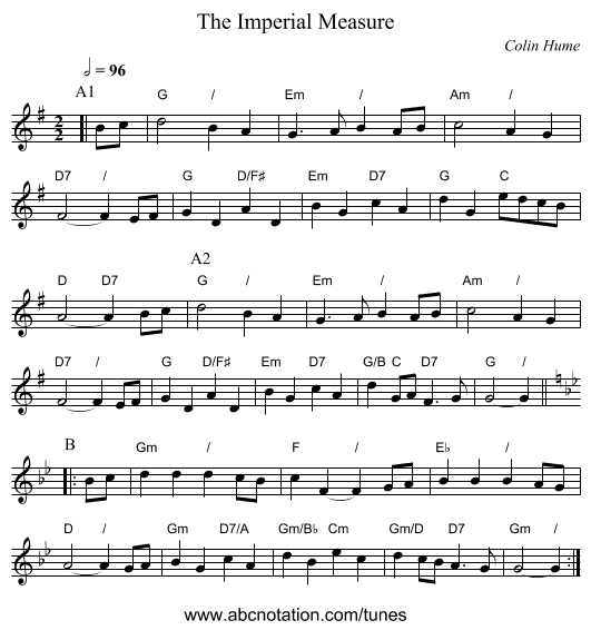 The Imperial Measure - staff notation