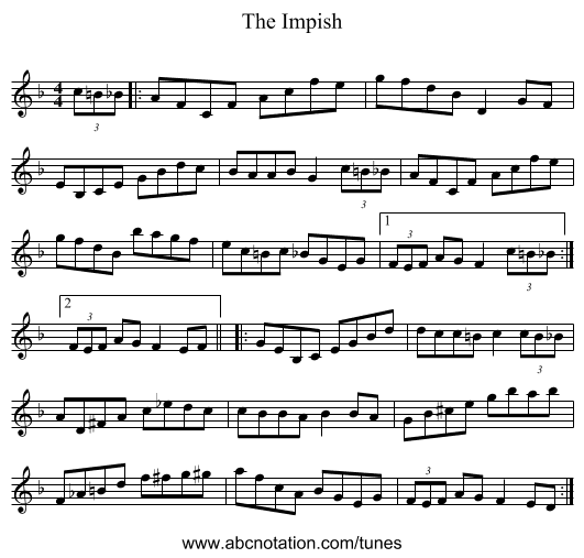 The Impish - staff notation