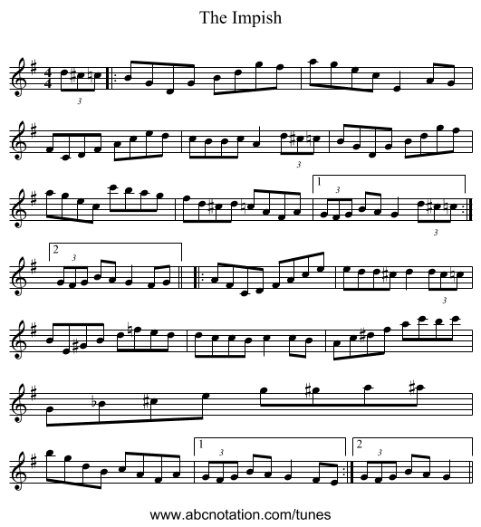 The Impish - staff notation