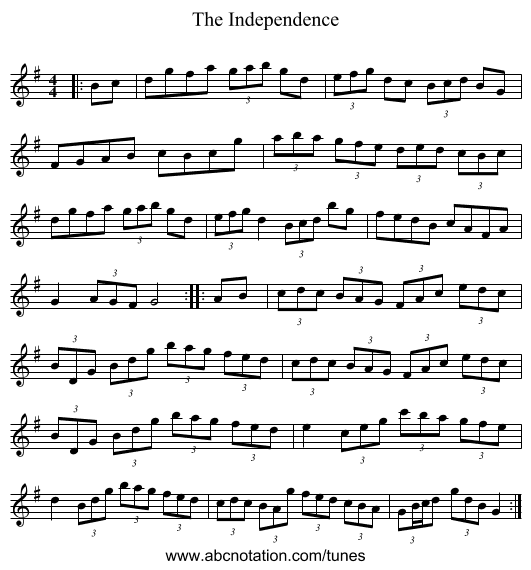The Independence - staff notation