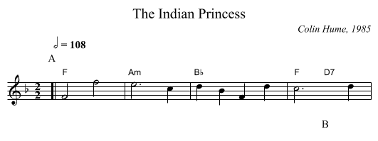 The Indian Princess - staff notation