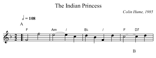 The Indian Princess - staff notation
