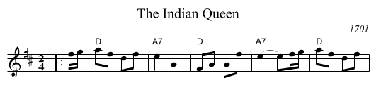 The Indian Queen - staff notation