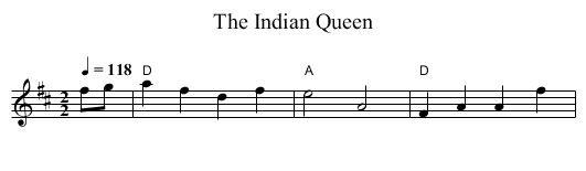 The Indian Queen - staff notation