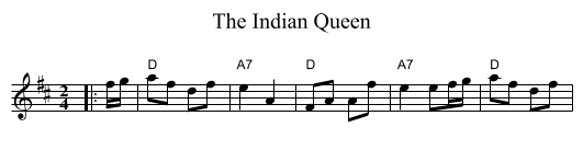 The Indian Queen - staff notation