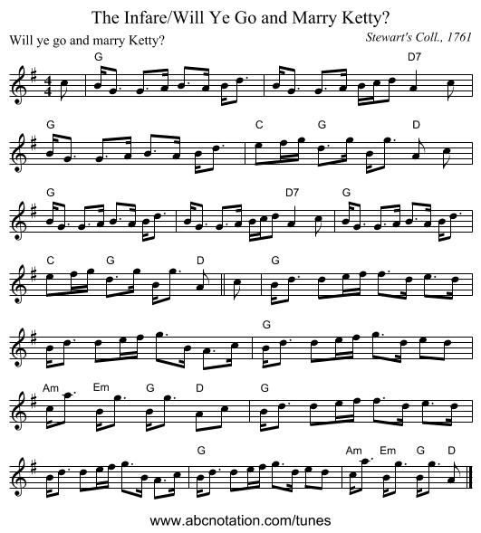 The Infare/Will Ye Go and Marry Ketty? - staff notation