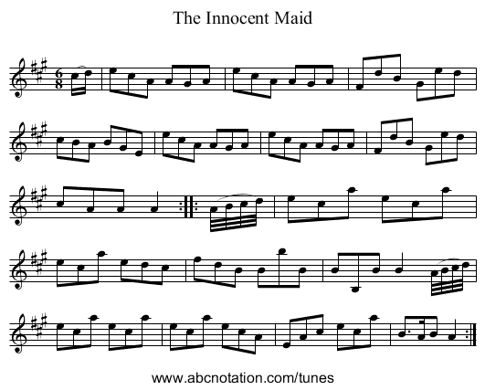 The Innocent Maid - staff notation
