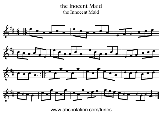 the Inocent Maid - staff notation