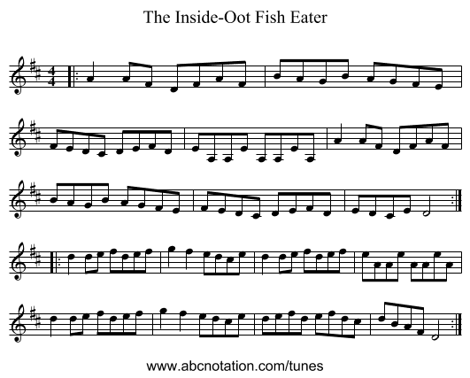 The Inside-Oot Fish Eater - staff notation