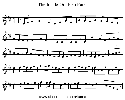 The Inside-Oot Fish Eater - staff notation