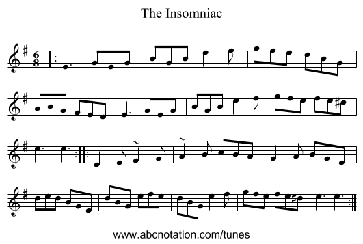 The Insomniac - staff notation
