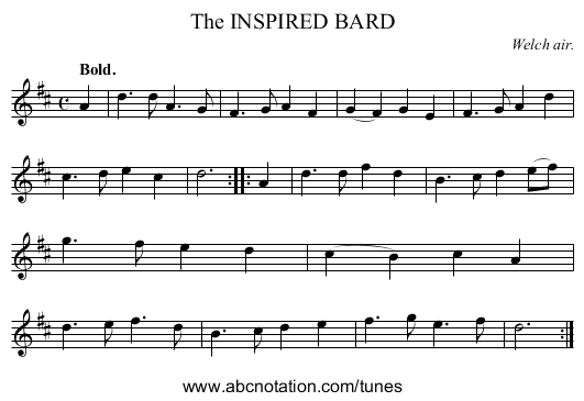 The INSPIRED BARD - staff notation