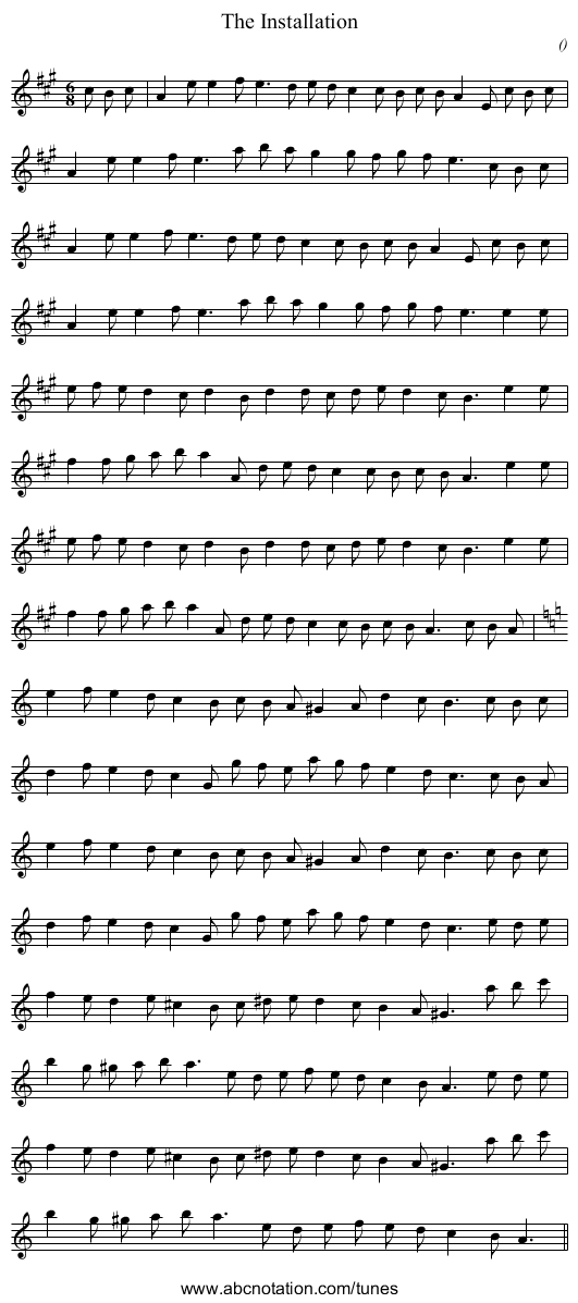 The Installation - staff notation