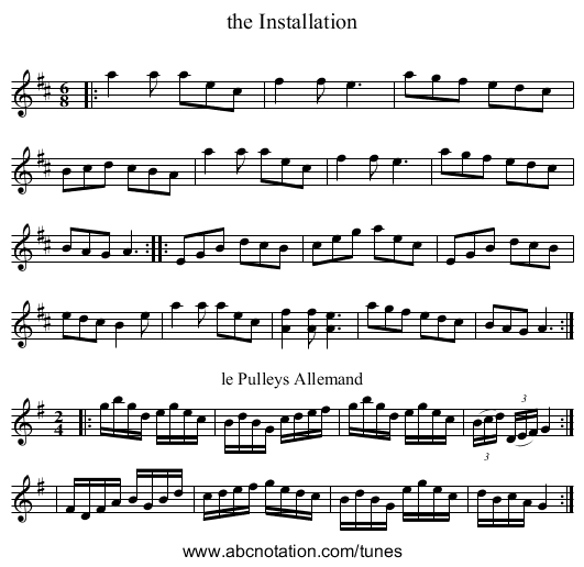 the Installation - staff notation