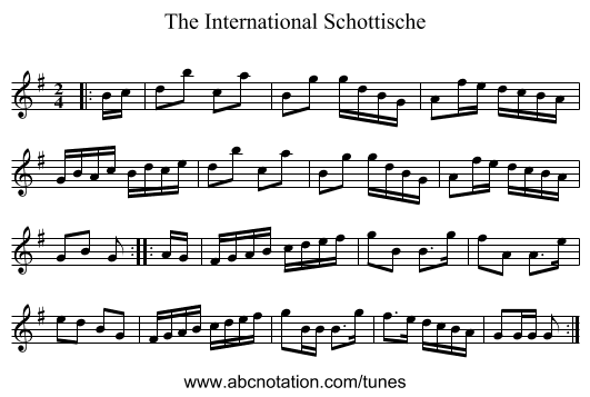 The International Schottische - staff notation