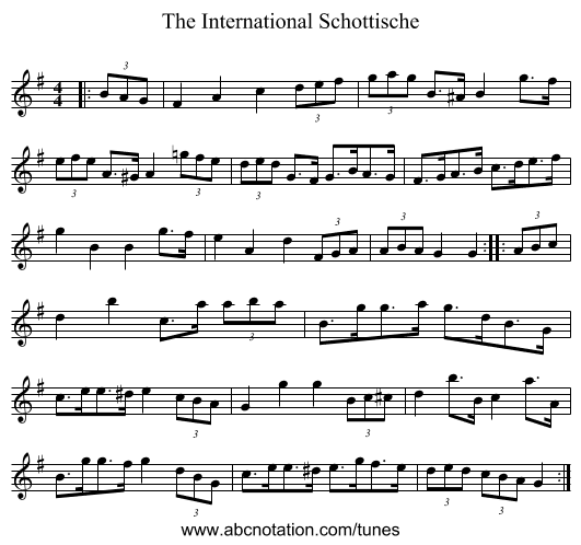 The International Schottische - staff notation