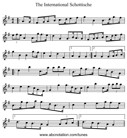 The International Schottische - staff notation
