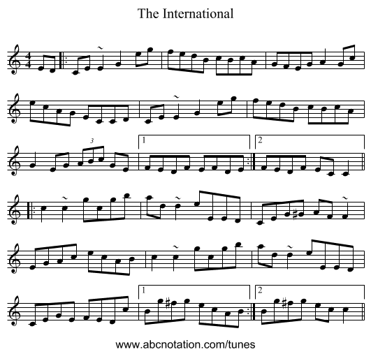 The International - staff notation