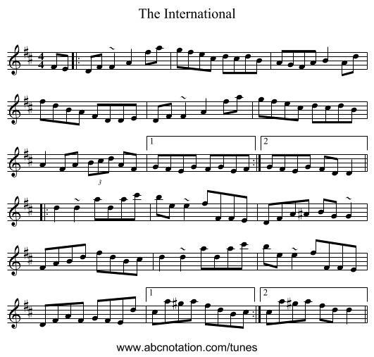 The International - staff notation