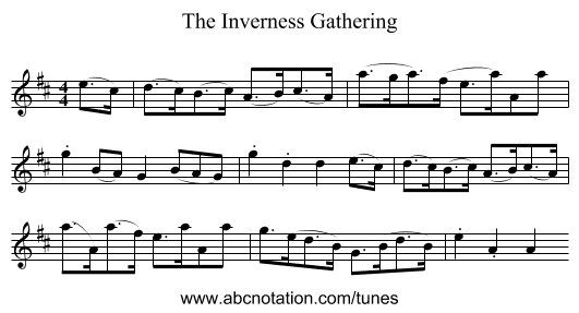 The Inverness Gathering - staff notation