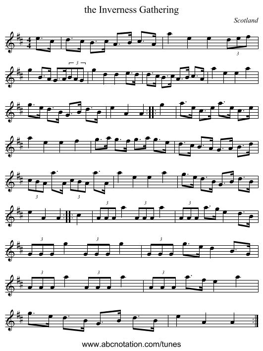 the Inverness Gathering - staff notation