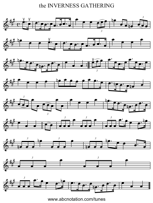 the INVERNESS GATHERING - staff notation