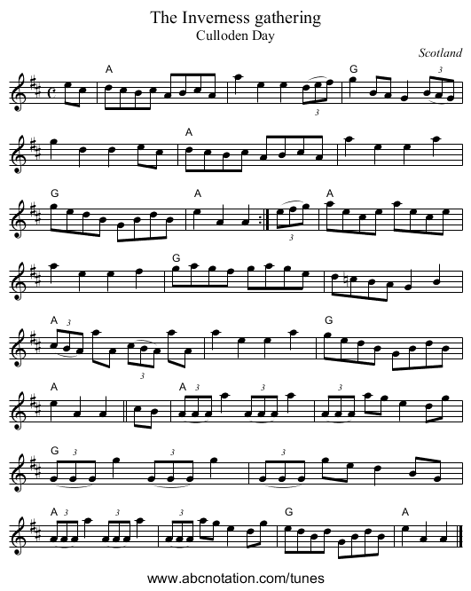 The Inverness gathering - staff notation