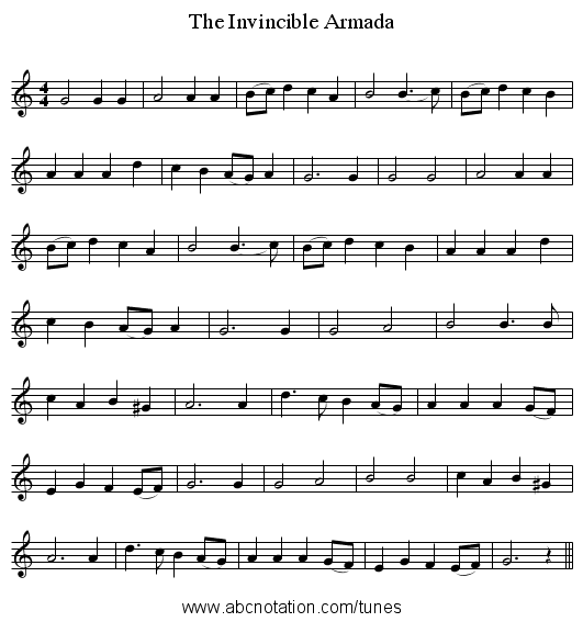 The Invincible Armada - staff notation