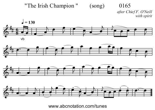 The Irish Champion         (song)          0165 - staff notation