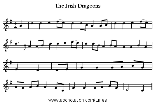 The Irish Dragoons - staff notation