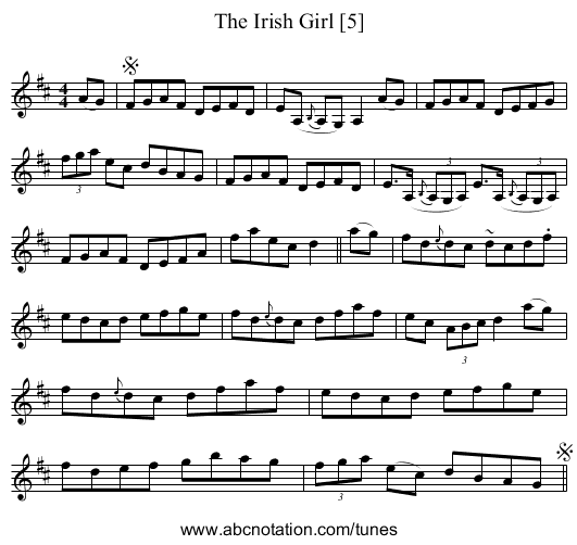 The Irish Girl [5] - staff notation
